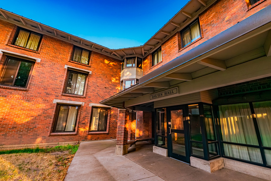 Three-story brick residence hall