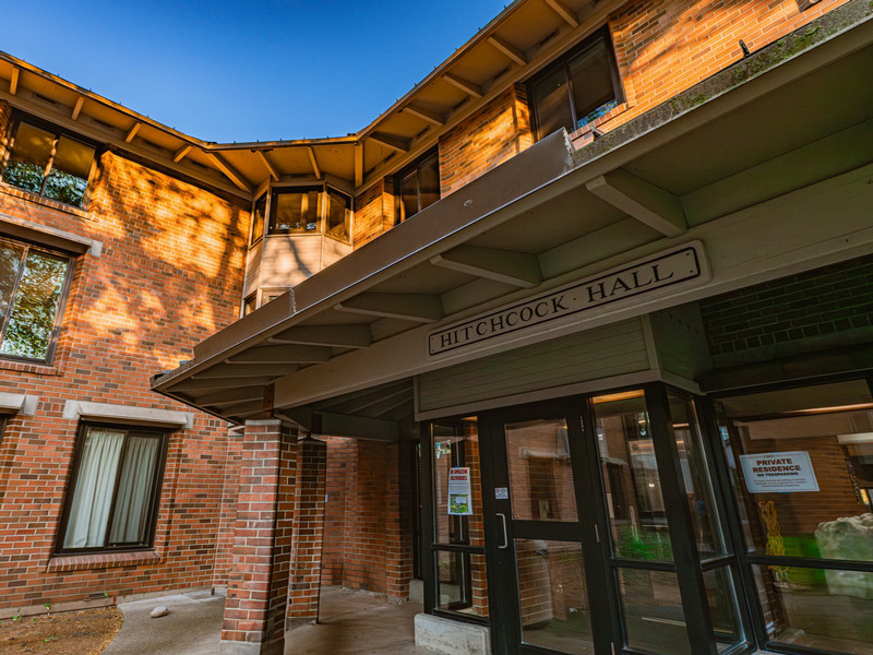 Three-story brick residence hall