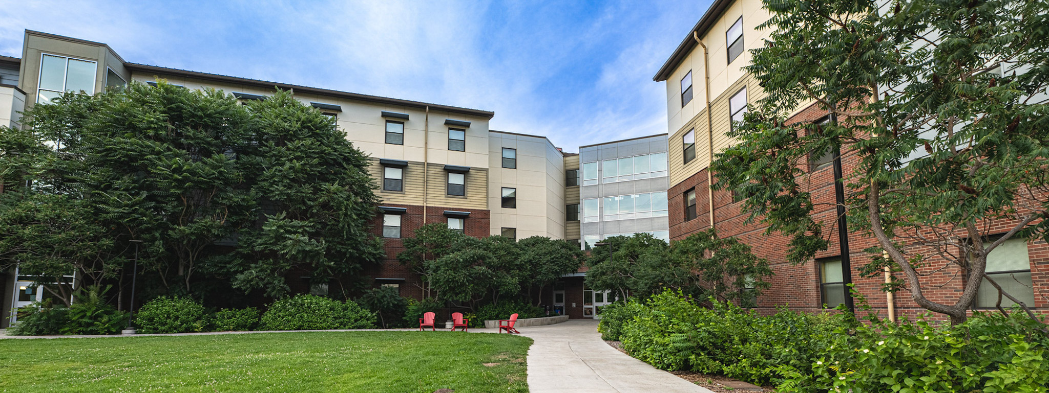 Barto residence hall in summer