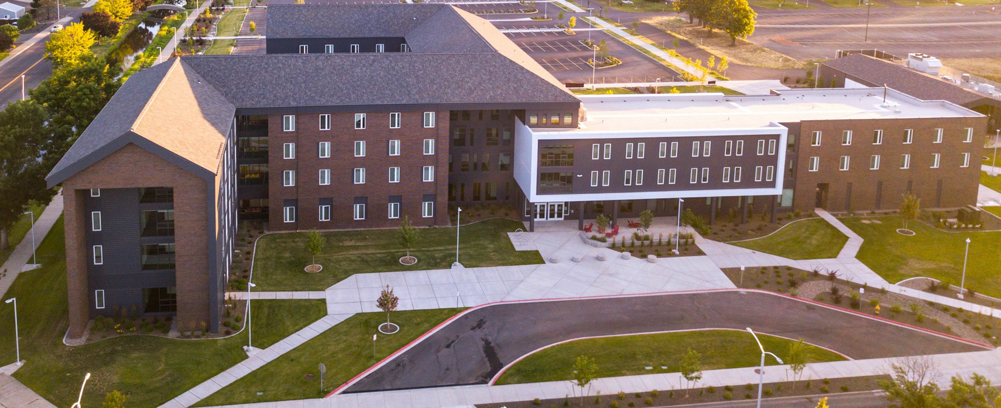 Four-story modern residence hall