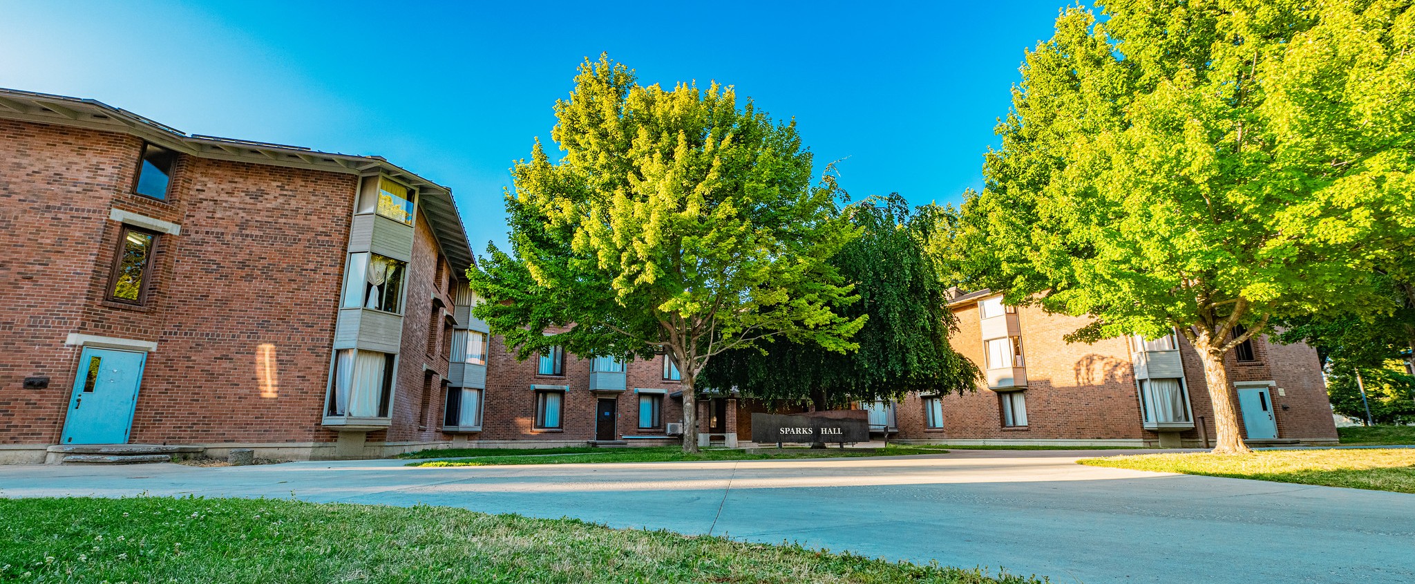 Three-story brick residence hall