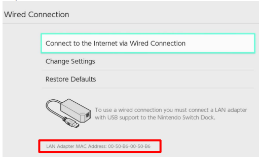 Screenshot of connect to the internet via wired connection