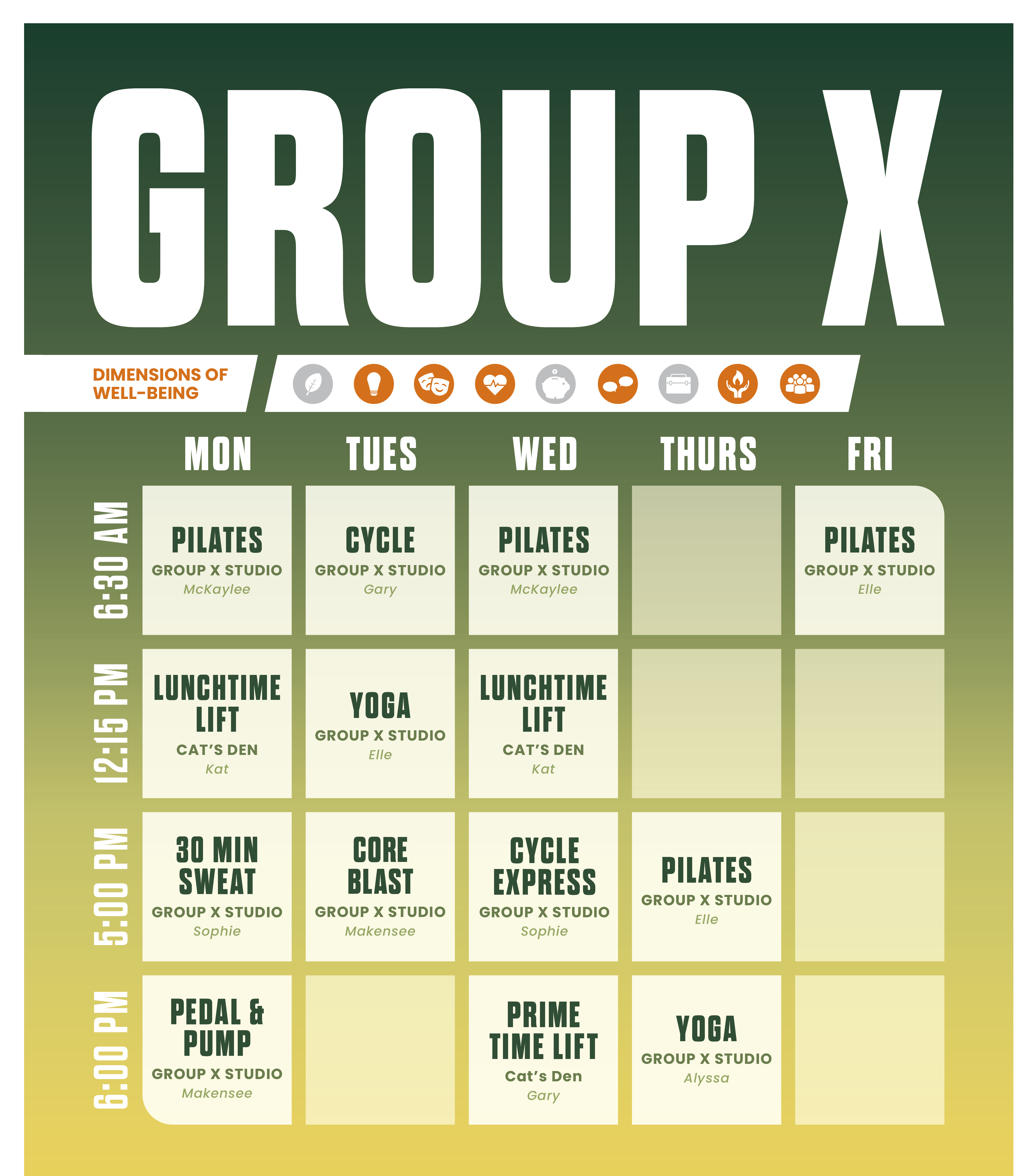 Spring Group X Schedule